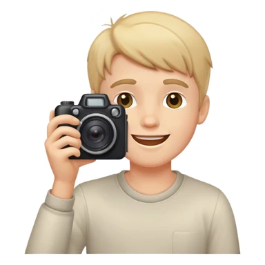 happy white boy taking photo sticker
