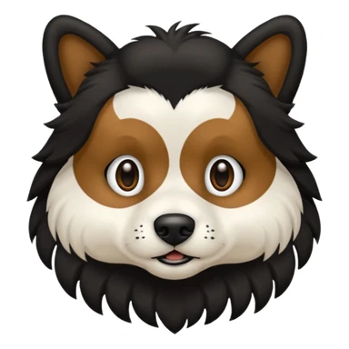 haz un perro negro con las patas y el ozico blancos toques marrones mucho pelo y ojos marrones menos marron menos pelo sticker