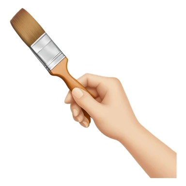 hands holding a paintbrush painting on a canvas, simple and friendly sticker