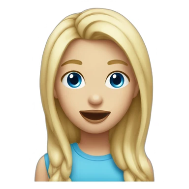 blond girl blue eyes sticking tongue out sticker