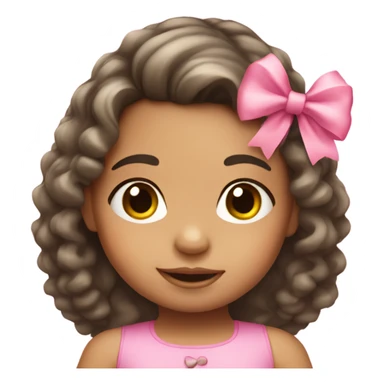 Hispanic toddler girl with pink bow long hair sticker