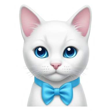 White cat pink bow blue eyes  sticker