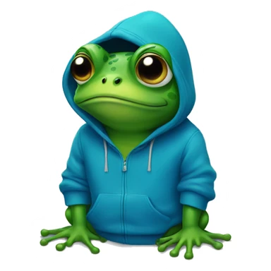 a frog with a blue hoodie sticker