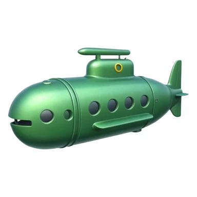 green mini single submarine in cartoon  sticker