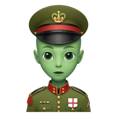 alien, wearing england soldier custome, half body sticker