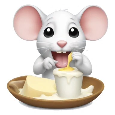  mouse eating yogurt  sticker