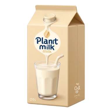 closed plant milk box, carton style, soft beige, minimalist, upright, fold-top or screw cap, subtle oat motif, no glass or branding, soft lighting, emoji scale sticker
