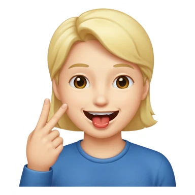 A smiling face with open mouth and taking is finger inside mouth sticker