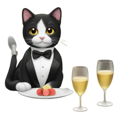 Tuxedo cat, drinking champagne ￼ sticker