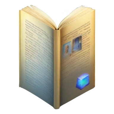 A book (El Progreso newspaper) morphing into a holographic screen, symbolizing historical knowledge evolving into futuristic AI-driven innovation. sticker