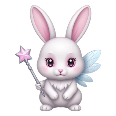 White Fairy glitter bunny with wand  sticker