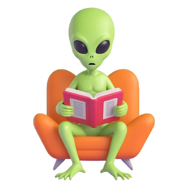 alien reading sticker