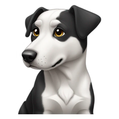 perro blanco y negro sentado sticker