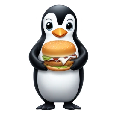 Cute penguin eating White Castle burgers sticker