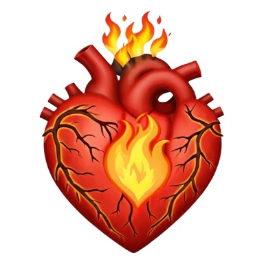Heart on fire but not burning, flames shaped like veins sticker
