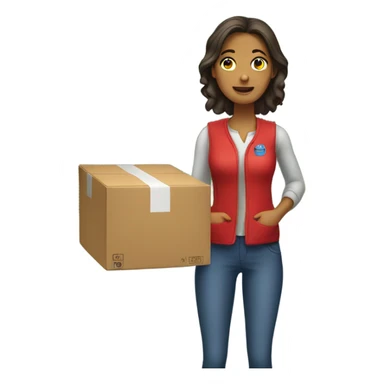 Katia red vest brings box to car sticker