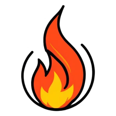 fire, cartoonish sticker style sticker