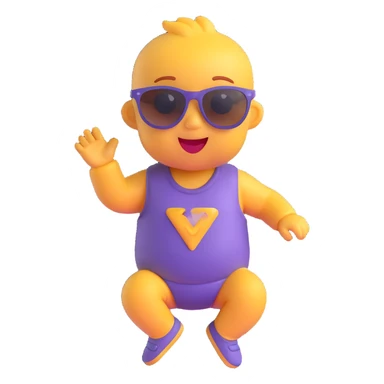 baby dancing with sunglasses, 3D emoji style sticker