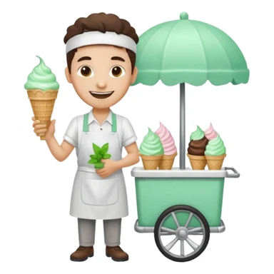 Vendor + mint cart,Ice Cream Vendor. sticker