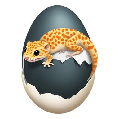 Orange leopard gecko emerges from egg sticker
