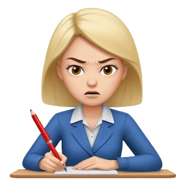 frau schreibt wütend eine bewerbung sticker