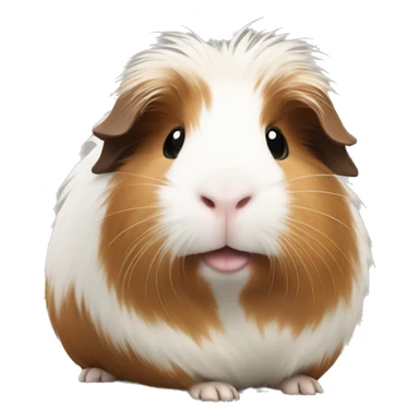 Guinea pig with fluffy hair, colored white and light rustic brown  sticker