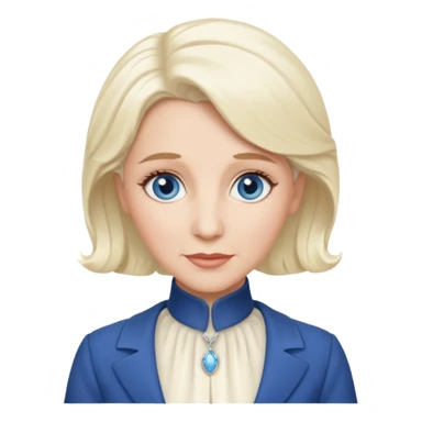 Patty Andrews from The Andrews Sisters with blue eyes, platinum blonde hair, ivory outfit sticker