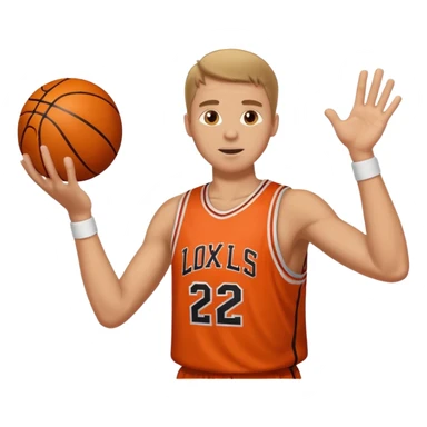 A white man with a basketball, doing a layup sticker