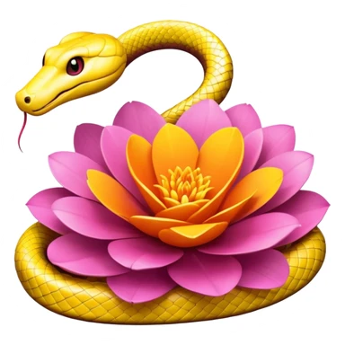 Pink yellow orange summer flower mixed with a snake sticker