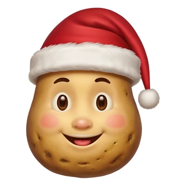 Potato with a face and a Santa Christmas hat on sticker