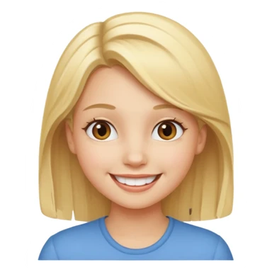 Young girl with blonde hair and a happy face sticker