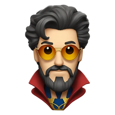 doctor strange having long beard and heart shaped sunglasses sticker