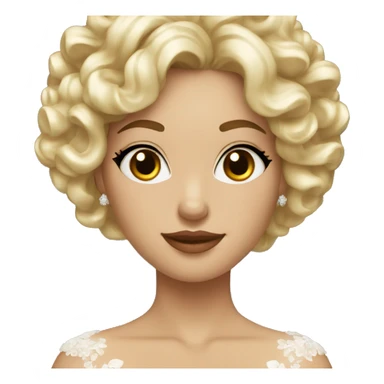 wedding bride with blond curly hair with brown eyes sticker