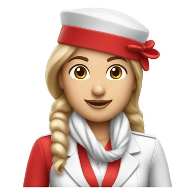 Emirates Airlines Flight Attendant with "Red Cabin Crew Hat" and little bit long white scarf. sticker