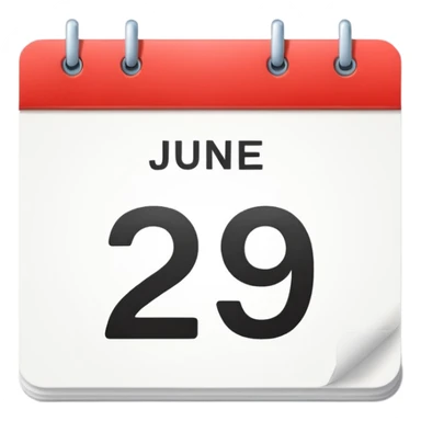 A calendar with the date June 29th on it sticker