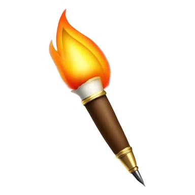 quill pen with tip on fire sticker