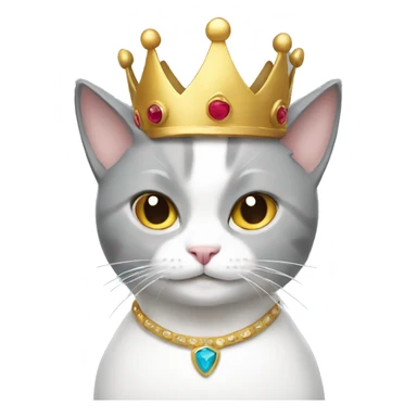 Grey white cat wearing a crown  sticker