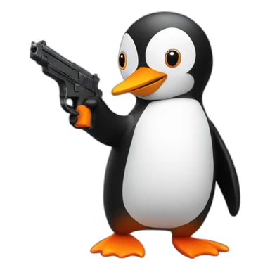 pingu with a toy pistol sticker
