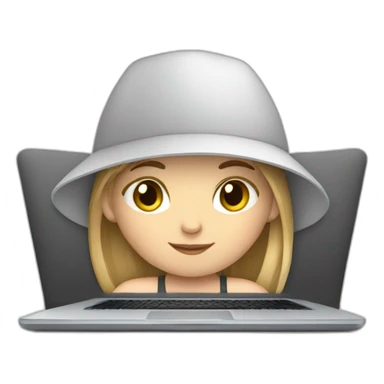 white girl working in IT with laptop sticker