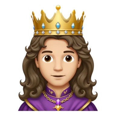 Princes with long glam curled hair, dark brown eyes, light skin tone.  sticker