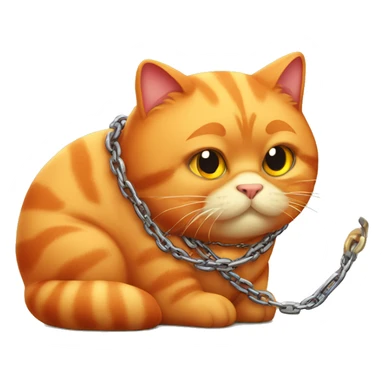fat red cat with chain sticker