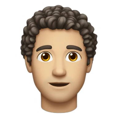 White American man with dark brown curly hair, brown eyes, bigger nose, sharp jawline sticker