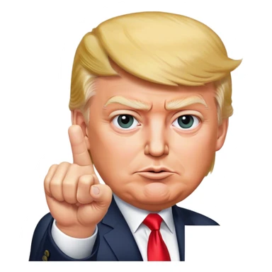 Super realistic Donald Trump pointing index finger up, realistic face sticker