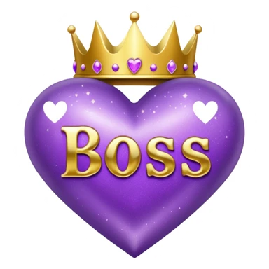 Purple Hearts and crowns with glitter and the words boss bitch sticker