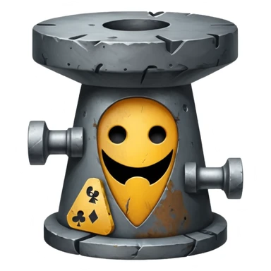 Iron anvil with poker face sticker