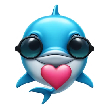 Dolphin with heart sunglasses sticker