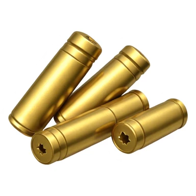 five gun bullets. four of them of one color and the fifth one of another color sticker