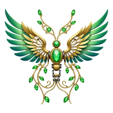 robot wings with vines and gems sticker
