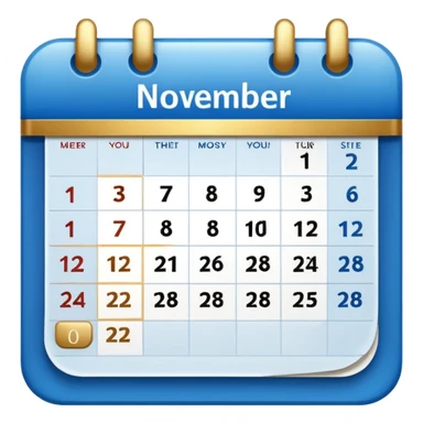 no generate an ios style background free calender icon, blue and gold and white with the date 22 november highlited sticker
