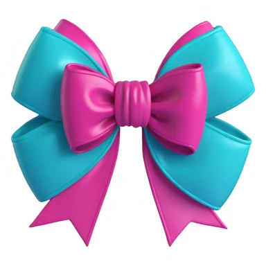 3D emoji style bow, magenta, glossy wet look sticker